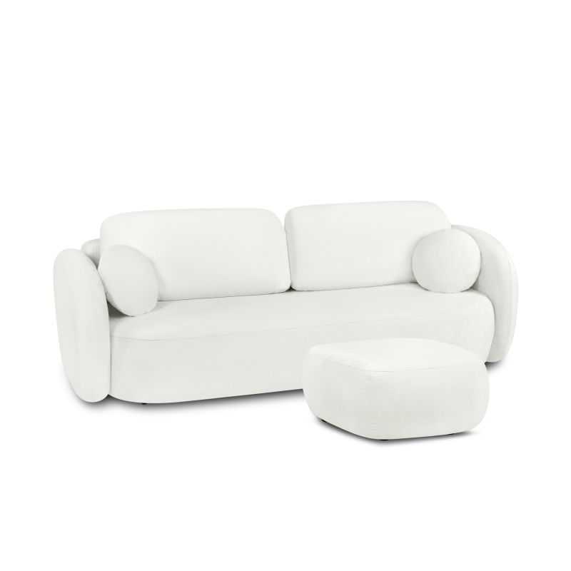 Canapé droit convertible CARLOTTA 3 places tissu chenille écru