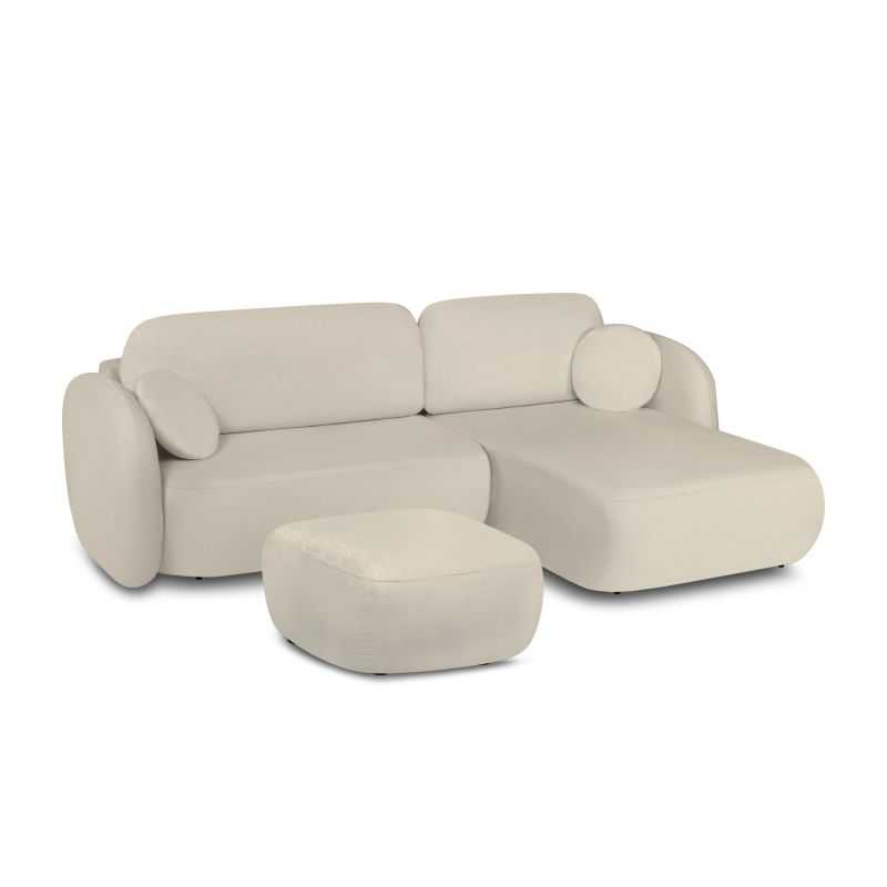 Pouf CARLOTTA tissu bouclette grège