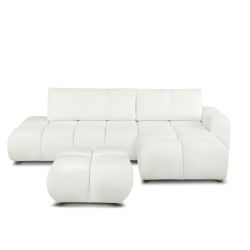 Canapé d'angle droit convertible SORELLA 4 places tissu chenille écru