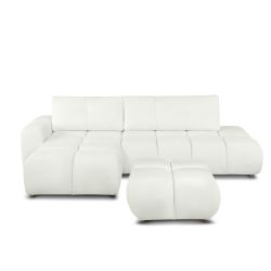 Canapé d'angle gauche convertible SORELLA 4 places tissu chenille écru