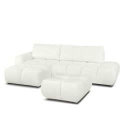 Canapé d'angle gauche convertible SORELLA 4 places tissu chenille écru