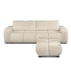 Canapé droit convertible SORELLA 3 places tissu chenille grège