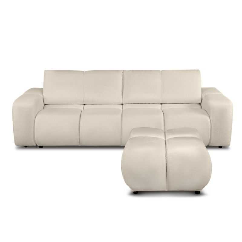 Canapé droit convertible SORELLA 3 places tissu chenille grège