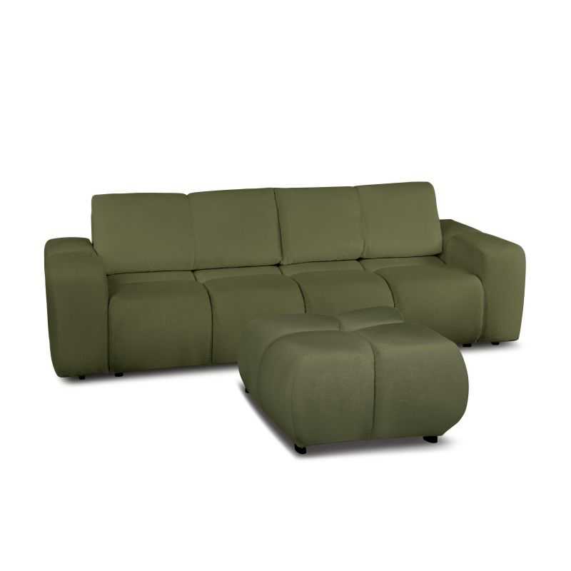 Canapé droit convertible SORELLA 3 places tissu chenille vert kaki