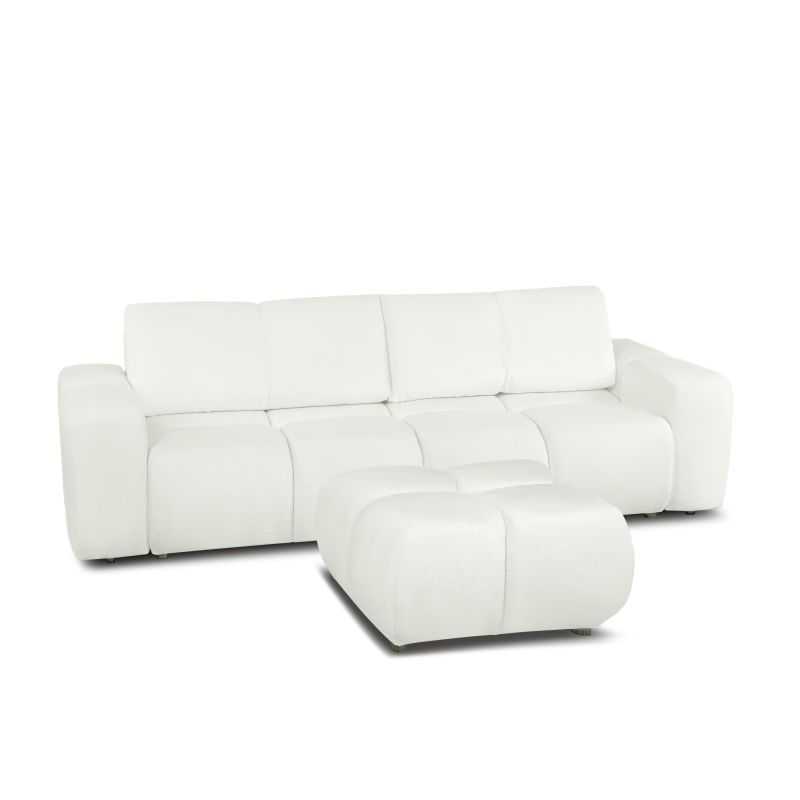 Pouf SORELLA tissu chenille écru