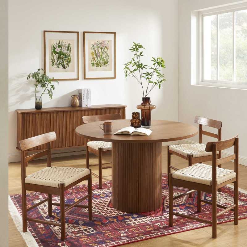 Table à manger ERNEST ronde placage frêne foncé 120cm