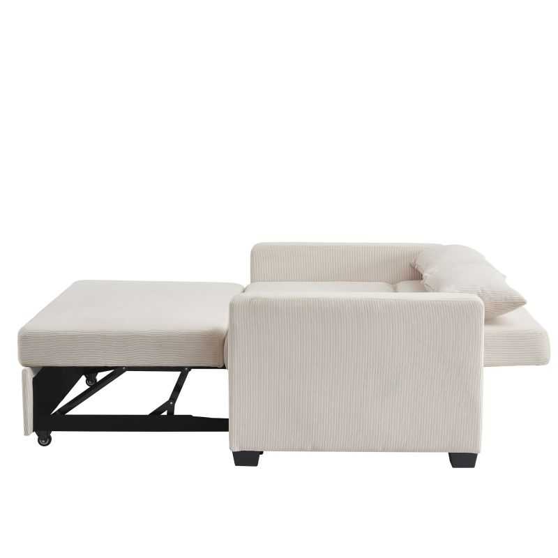 Canapé droit EVA convertible velours côtelé beige 2 places