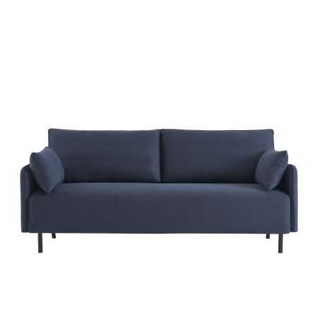 Canapé droit fixe GABIN 3 places tissu bleu nuit