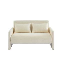 Canapé droit convertible JADE 2 places en tissu bouclette beige