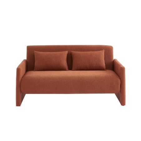 Canapé droit convertible JADE 3 places en tissu bouclette terracotta