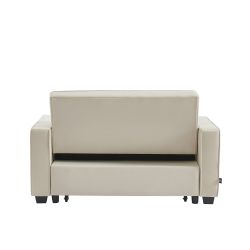 Canapé droit LENA convertible velours beige 2 places
