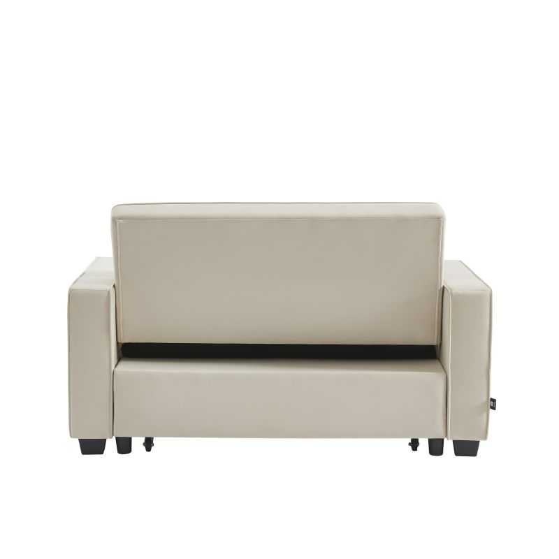 Canapé droit LENA convertible velours beige 2 places