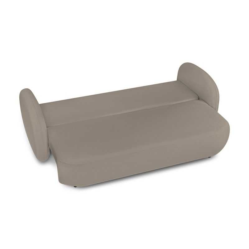 Canapé droit convertible CARLOTTA 3 places tissu bouclette taupe