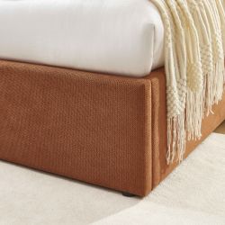 Lit coffre MOKA tissu rouille 140x190 sommier inclus