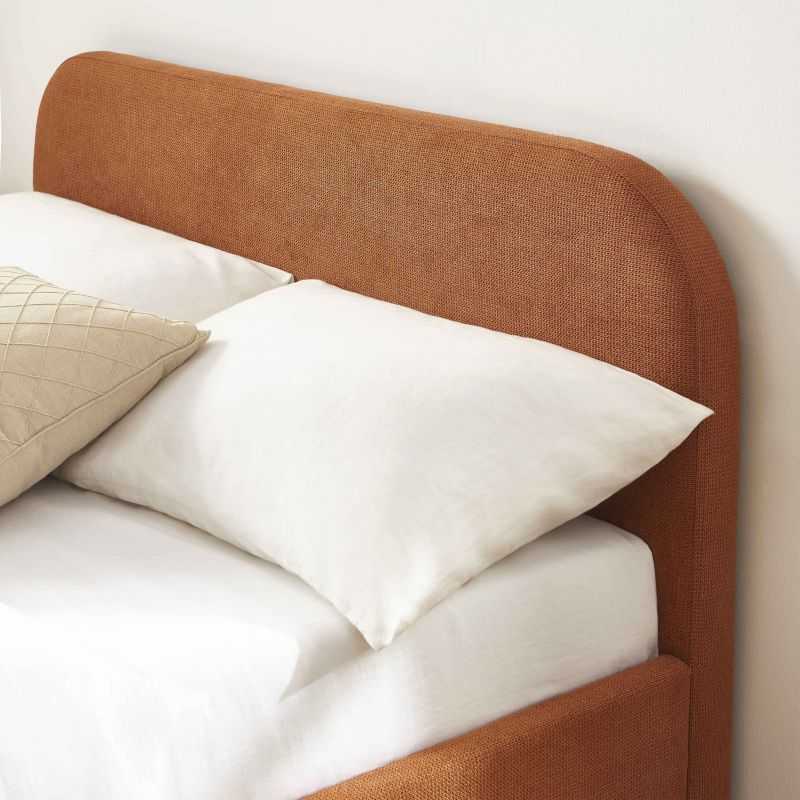 Lit coffre MOKA tissu rouille 140x190 sommier inclus