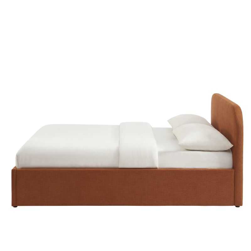 Lit coffre MOKA tissu rouille 140x190 sommier inclus