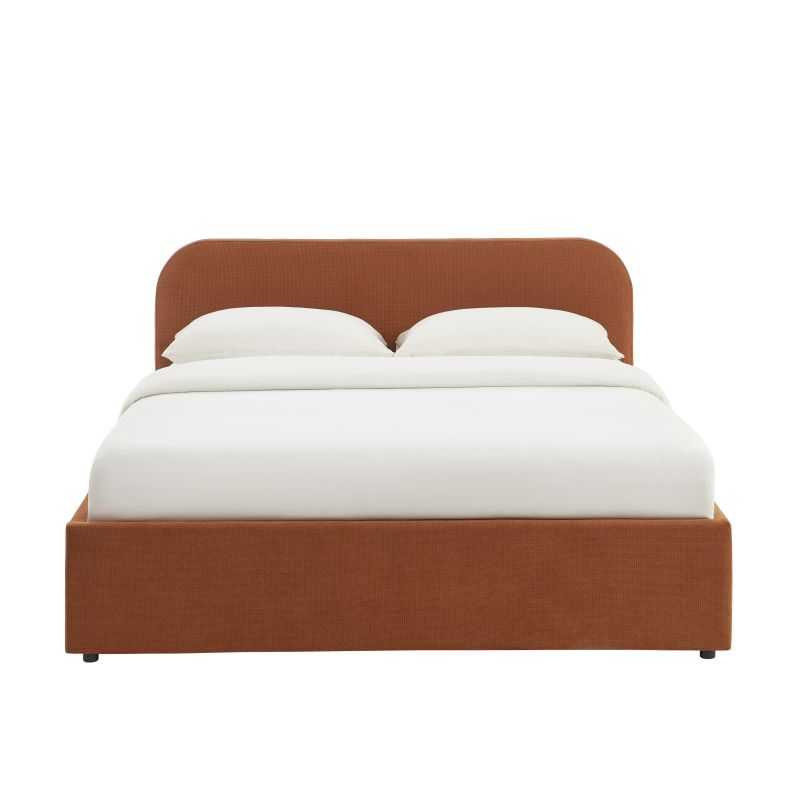 Lit coffre MOKA tissu rouille 160x200 sommier inclus