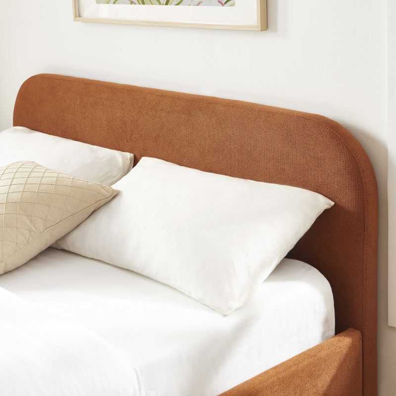 Lit coffre MOKA tissu rouille 160x200 sommier inclus