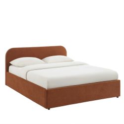 Lit coffre MOKA tissu rouille 160x200 sommier inclus