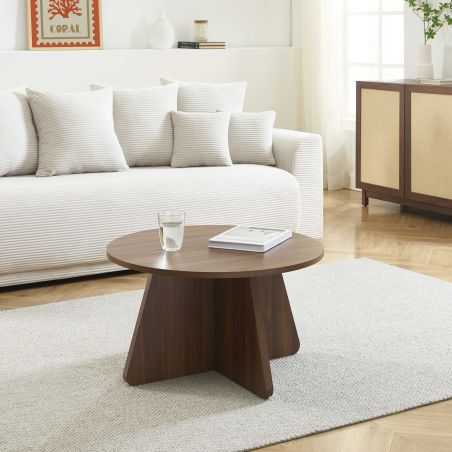 Table basse ronde RUBA effet noyer