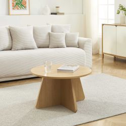 Table basse ronde RUBA effet chêne