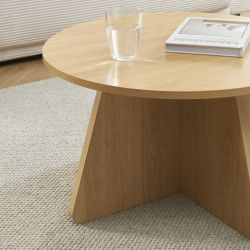 Table basse ronde RUBA effet chêne