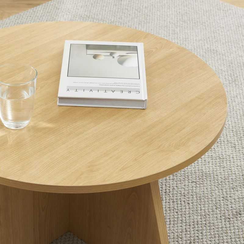 Table basse ronde RUBA effet chêne