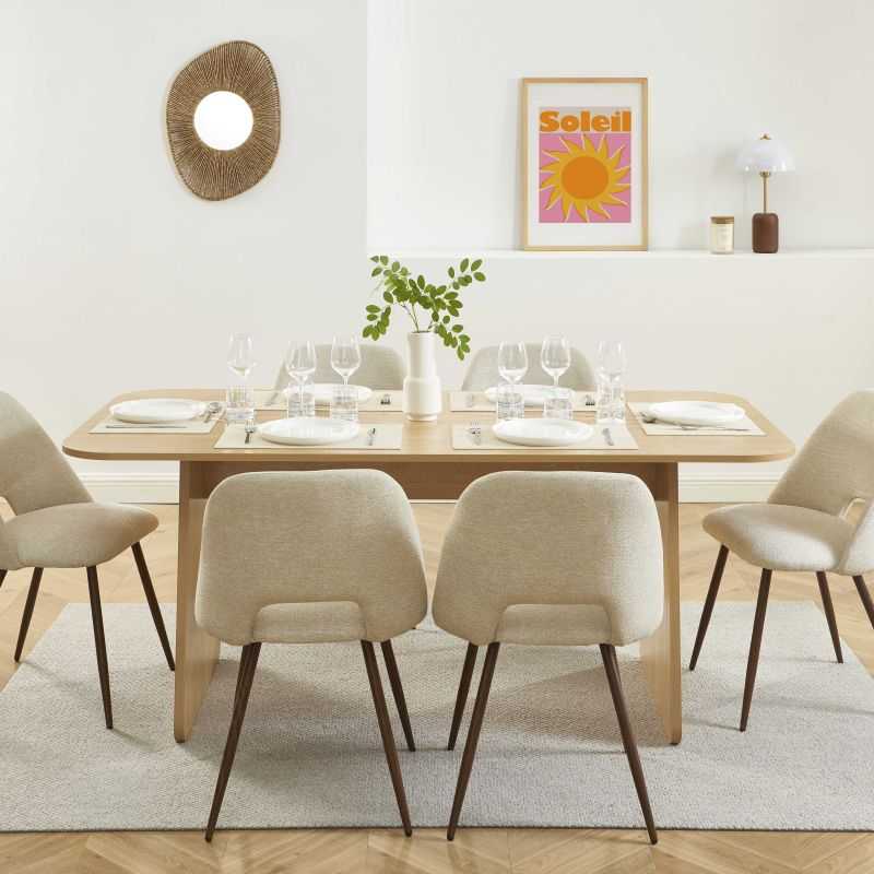 Table à manger LANGO rectangulaire effet chêne 180 cm