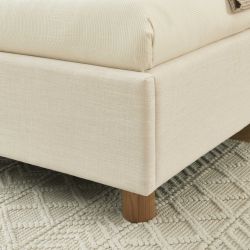 Lit coffre KORALL 90x190 tissu beige lin sommier inclus