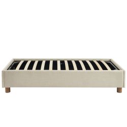 Lit coffre KORALL 90x190 tissu beige lin sommier inclus