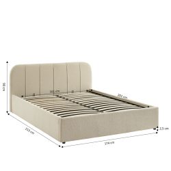 Lit coffre YUME tissu chenille beige 160x200 sommier inclus