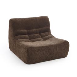 Ensemble banquette et chauffeuse JANIS modulable 3 places tissu chenille marron