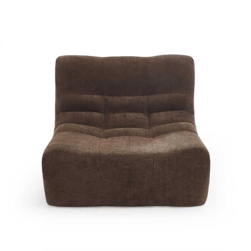 Ensemble banquette et chauffeuse JANIS modulable 3 places tissu chenille marron