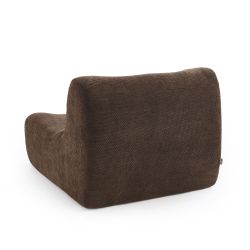 Ensemble banquette et chauffeuse JANIS modulable 3 places tissu chenille marron