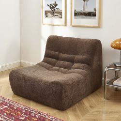 Ensemble banquette et chauffeuse JANIS modulable 3 places tissu chenille marron