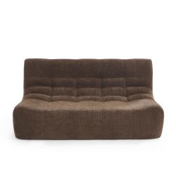 Ensemble banquette et chauffeuse JANIS modulable 3 places tissu chenille marron