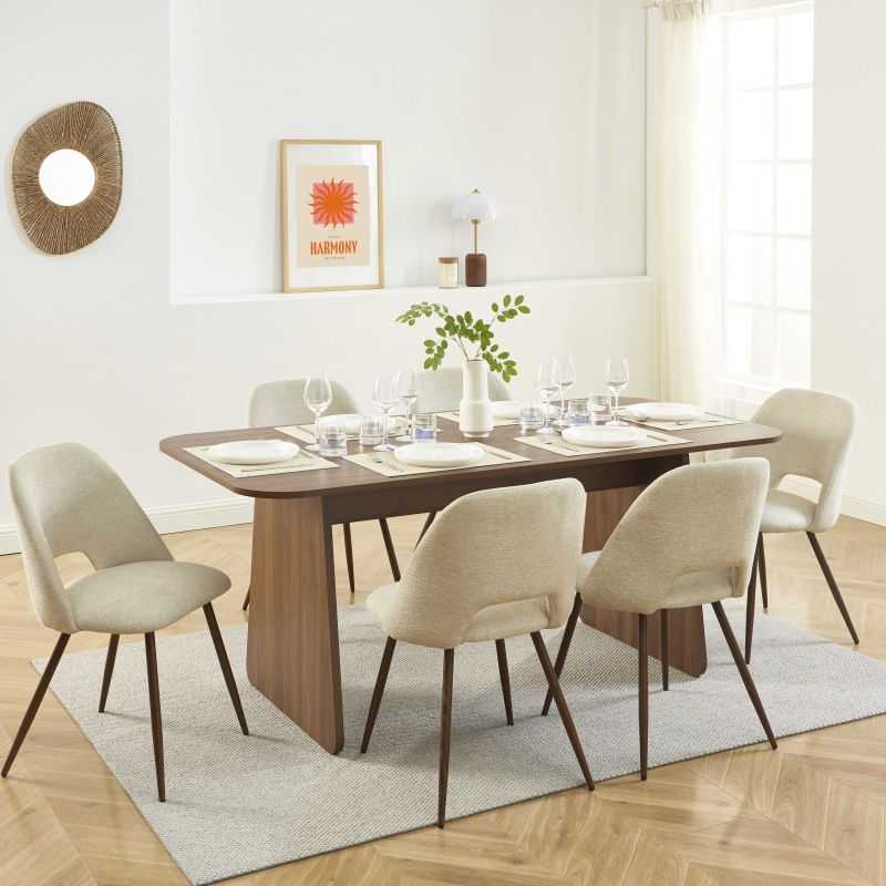 Table à manger LANGO rectangulaire effet noyer 180 cm