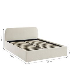 Lit coffre GELA 140x190 tissu chenille beige sommier inclus
