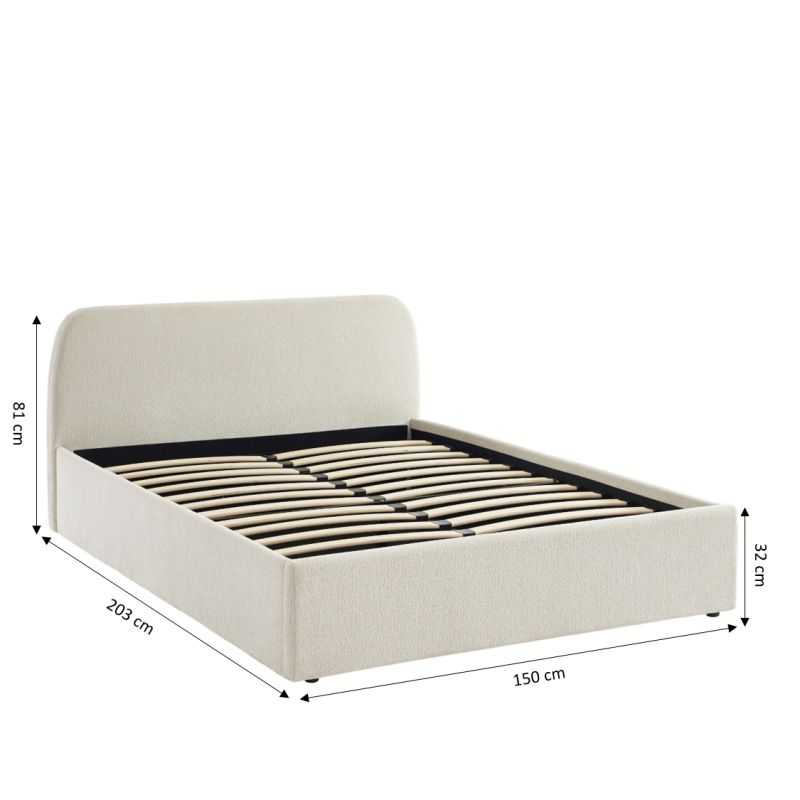 Lit coffre GELA 140x190 tissu chenille beige sommier inclus