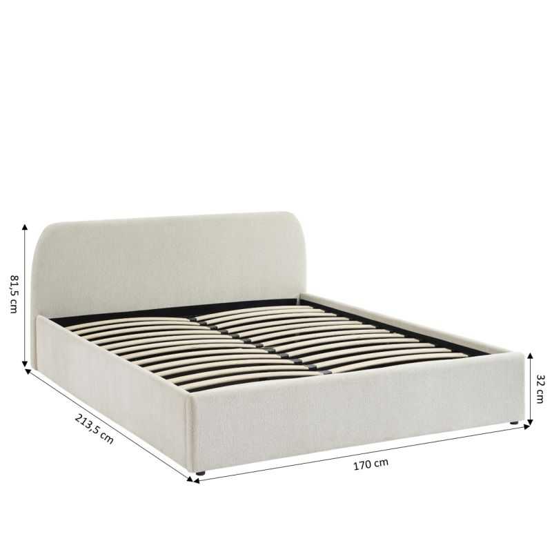 Lit coffre GELA 160x200 tissu chenille beige sommier inclus