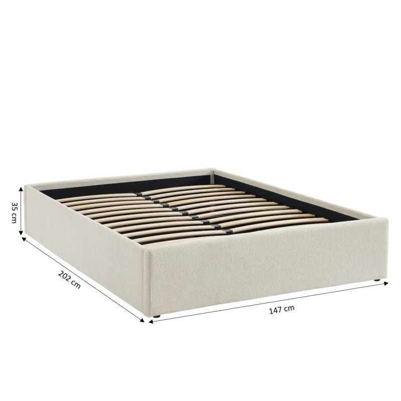 Lit coffre MARCY 140x190 tissu chenille beige sommier inclus