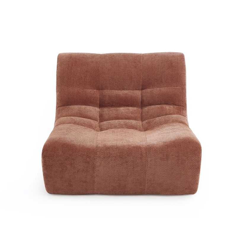 Ensemble banquette et chauffeuse JANIS modulable 3 places tissu chenille terracotta