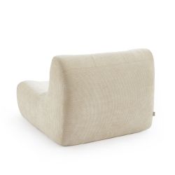 Ensemble banquette et chauffeuse JANIS modulable 3 places tissu chenille écru