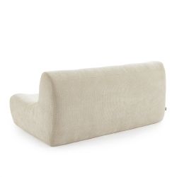 Ensemble banquette et chauffeuse JANIS modulable 3 places tissu chenille écru