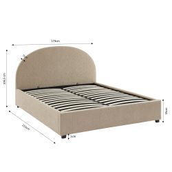 Lit coffre OLAF 160x200 tissu bouclette beige sommier inclus