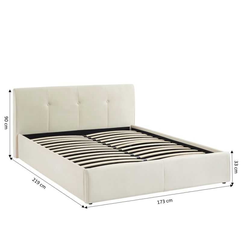 Lit coffre SEGURO 160x200 velours beige sommier inclus