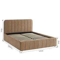 Lit coffre SIMI 160x200 en velours marron sommier inclus