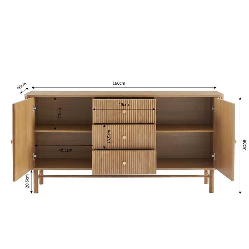 Buffet SKANSEN chêne 2 portes 160cm