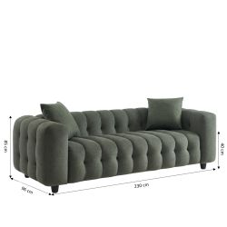 Canapé droit TOBI 3 places en tissu vert