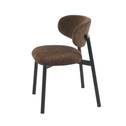Lot de 2 chaises CIARA bouclette marron et pieds métal noir